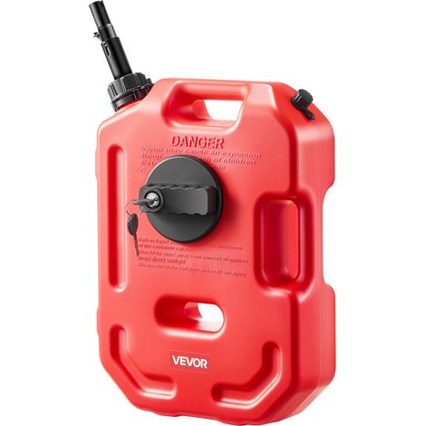 Bidon Essence 10 L Bidon Carburant avec Bec Verseur, Verrouillage Antivol, Débit Maximal 15 L/min, Réservoir Essence Étanche Portable pour la Plupart des Voitures, Motos, UTV, Tracteurs, Rouge (1/5)