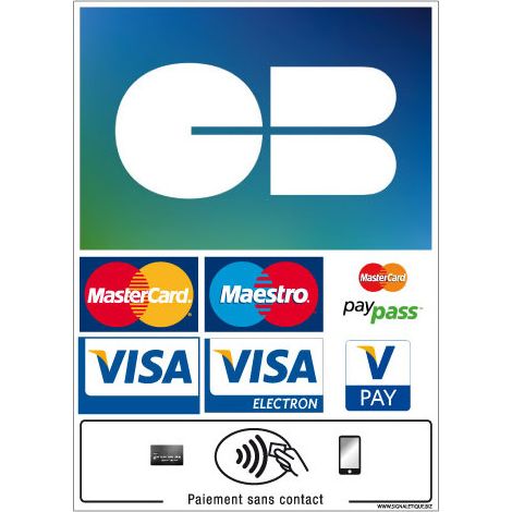 Signaletique.Biz France – Autocollant paiement carte bancaire – Sticker logos Visa Mastercard – 150 x 210 mm – Résistant aux intempéries – Pour intérieur/extérieur