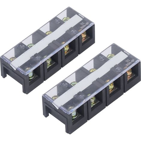 Bloc de connexion à vis double rangée 600V 60A avec protection, 2 unités 4 pôles pour circuits haute intensité (1/5)