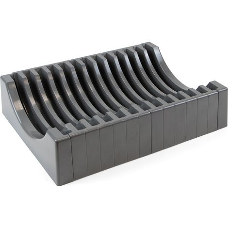 Emuca – Porte-assiettes en plastique gris anthracite – Capacité 13 assiettes jusqu'à 25 cm – Dimensions 350 x 270 mm – Fixation par vis (1/5)