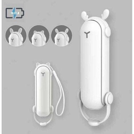 QORVA-Mini USB Ventilateur à Main, Ventilateur USB Rechargeable avec 2 Vitesses Réglable, Portable Ventilateur Mini Fan de Bureau, Compris Un Morceau d'aromathérapie (Mini Taille, Blanc)-Fei Yu (1/4)