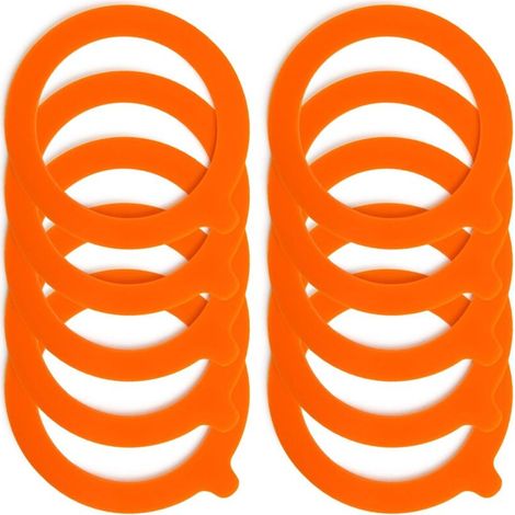 Bocaux en verre avec joints en caoutchouc (lot de 10) - 70 x 95 mm (orange) (1/5)