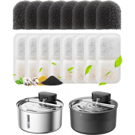Lot de 8 filtres de Rechange pour Fontaine à Eau sans Fil modèle PW13 PW14 (1/5)