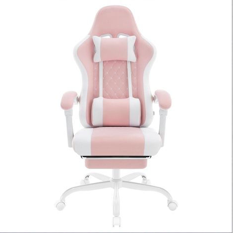 Sedia da ufficio ergonomica girevole con massaggio, rete traspirante, rosa e bianca (1/5)