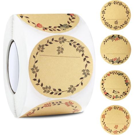 500 étiquettes autocollantes rondes en papier kraft de 5 cm de diamètre, idéales pour les confitures. (1/5)
