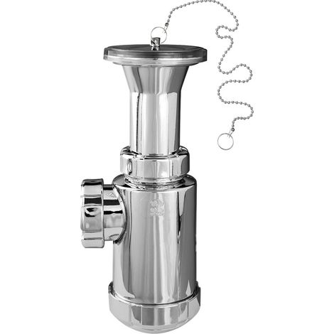 Sifón botella con con válvula extensible, tapón y cadena R-54L - RIUVERT Medidas: 1.1/2"