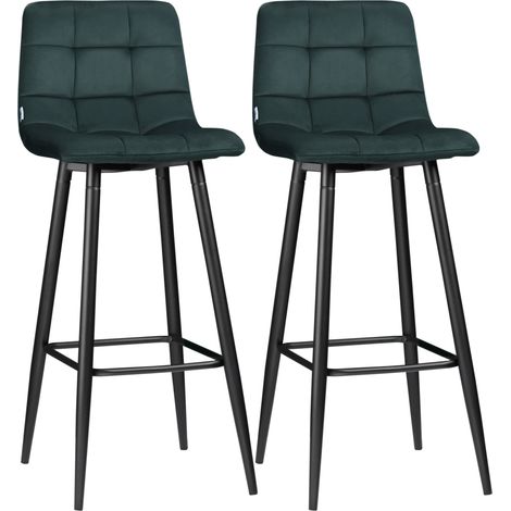 Lot de 2 tabourets de bar NEWRY vert sapin (1/5)