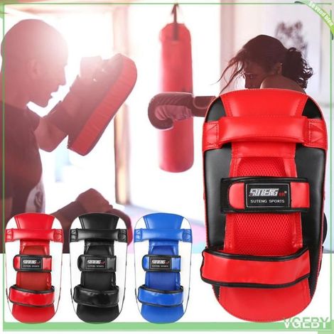 Coussin de boxe - FAFEICY - Strike Shield courbé - Cuir PU+EVA - Rembourrage bras élargi - Blanc et rouge (1/5)