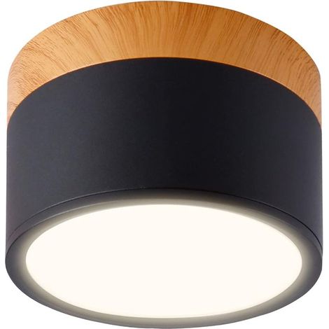 Spot Plafond en Saillie Rond LED Blanc chaud Froid Plafonnier Aluminium 12W 110mm 230V pour Couloir Chambre Salle à Manger Cuisine Salon (Noir,3000K )