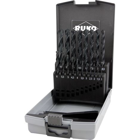 RUKO 19-teiliges HSS-G DIN 338 Typ N Spiralbohrer-Set, hohe Präzision. (1/3)