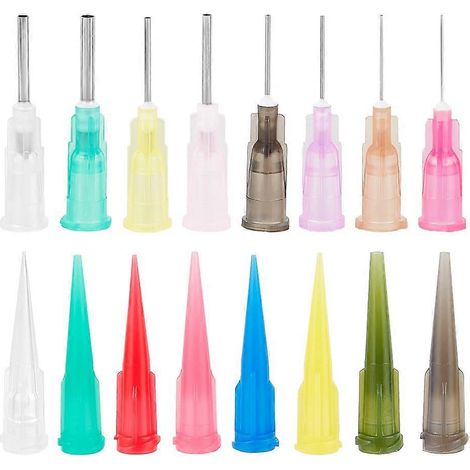 160 embouts doseurs à pointe arrondie, 16 aiguilles doseuses coniques en plastique de tailles assorties pour applicateur d'huile ou de colle (1/5)