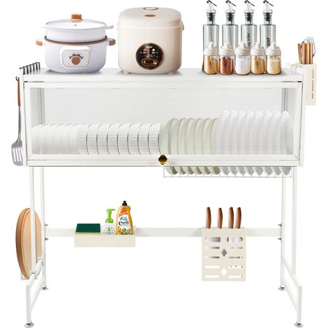 Abtropfgestell über der Spüle Ablage über der Spüle Aufbewahrungsorganisator 85x28x78cm Weiß (1/5)