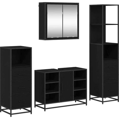 Maison Exclusive - Badezimmermöbel-Set 4 pcs Schwarz Eichen-Optik
