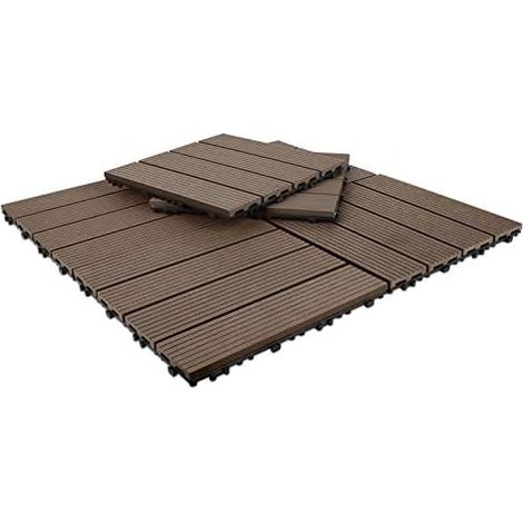 Click-Deck WPC Plastic Composite Decking Tile Wood Decking Tiles Decking Tiles Flooring Decking Tile Decking Tiles for Garden, Balcony, Sauna (10, Cafe) (1/5)