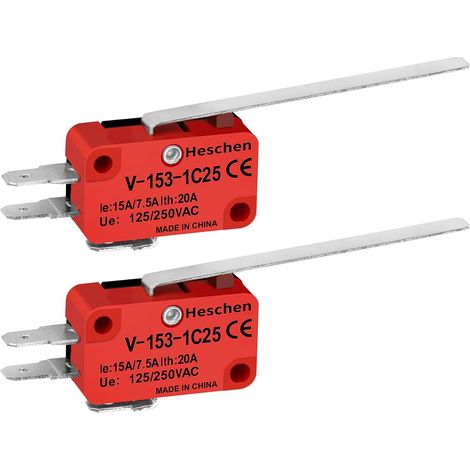 Micro interrupteur V-153-1C25 SPDT à levier long 20A 250VAC (lot de 2) (1/5)