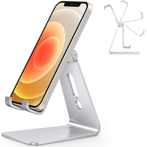 argent-support Tlphone, Support Tlphone Bureau Multi-angles Rglable, Support Tlphone Portable En Aluminium Compatible Avec Iphone 13 Pro/13/12 Pro (1/5)