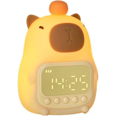 Mignon Capybara Réveil Veilleuse, Lampe De Table De Nuit Numérique Rechargeable LED Amusante pour Enfants (1/5)