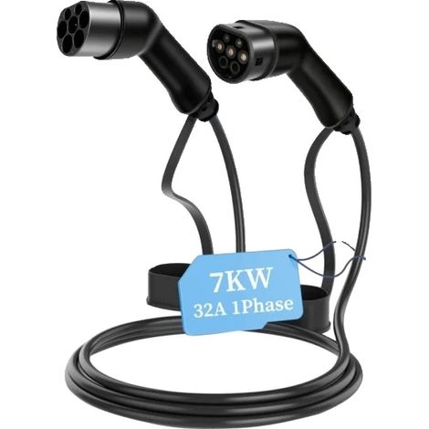 Ladekabel für Elektrofahrzeuge, 3 Meter lang, wasserdicht (IP65), 7,2 kW, 32 A, 1-phasig (1/2)