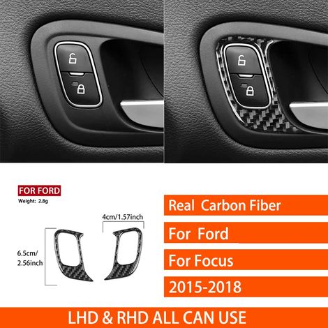 -22 Convient pour Ford Focus SE RS ST Ecoboost 2015-2018. Autocollants décoratifs en fibre de carbone véritable pour autoradio central, lecteur CD et panneau de porte. (1/4)