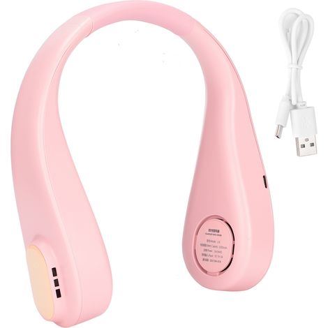 Tragbarer, wiederaufladbarer, geräuschloser Nackenventilator ohne Rotorblätter für Outdoor-Sportarten, pink, Mini