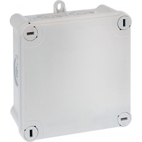 Eur Ohm – Boîte de dérivation étanche IP55 105x105x55mm – 7 entrées – Résistante aux chocs IK07 – Pour chantiers humides et espaces confinés