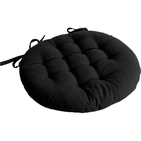 Galette de chaise ronde 38 cm Panama noir
