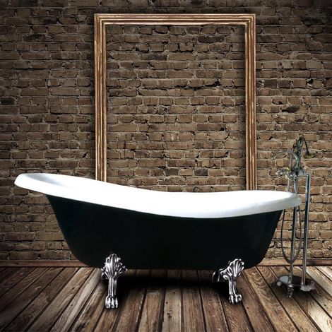 Bañera de Hierro LIVINGSTON negra  170 cm Patas CROMADAS