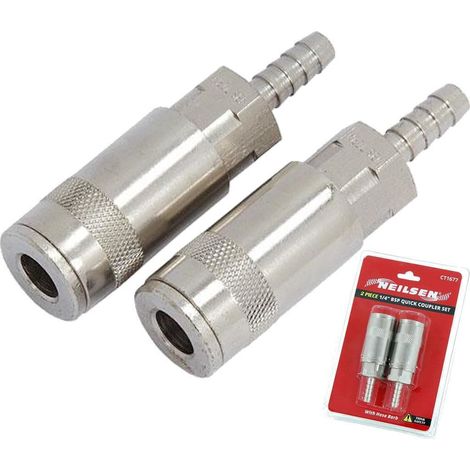 Neilsen 2pc Air Line Fittings Hose Compressor Quick Connector Coupler 1/4" BSP (1/2)