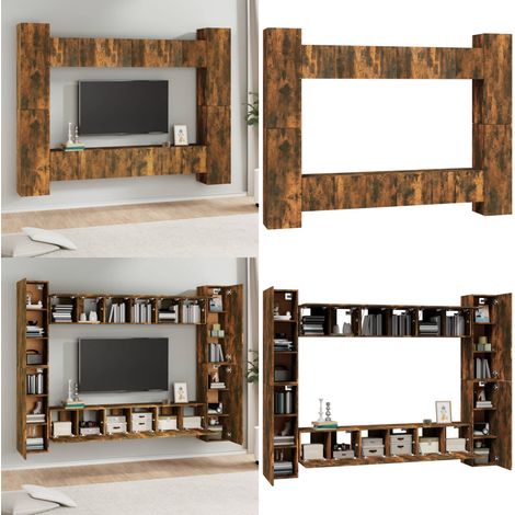 10-tlg. TV-Schrank-Set Räuchereiche Holzwerkstoff - Wandmontage - Holzwerkstoff (1/5)
