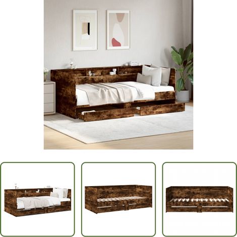 Schlafsofa -  Tagesbett mit Schubladen ohne Matratze Räuchereiche 75x190 cm (1/5)