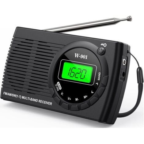 Portable FM/AM/SW Mini Transistor Radio with Excellent Reception, Headphone Connection and Large Screen, Ideal for Travel (1/5)