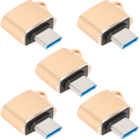 Adaptateur OTG Type-C vers USB 2.0, 5 Pièces Convertisseur de Données Doré pour Smartphone et Tablette (1/5)