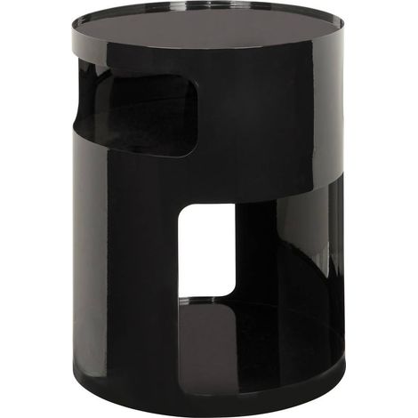 Table d'appoint, table basse ronde en acier Noir- Diamètre 32,5 x Hauteur 45 cm (1/4)