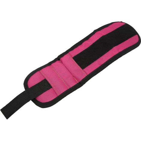 Bracelet magnétique étanche pour outils, avec 2 aimants pour maintenir vis, clous et forets - Rose rouge (1/5)