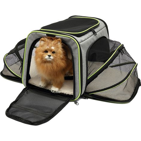 Bolsa transportadora de malla transpirable para mascotas con bolsillos con cremallera (1/5)