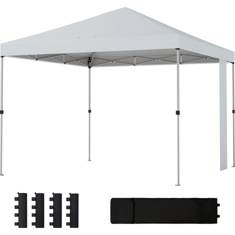 Outsunny Gazebo 3x3 m Pop Up con Sacchi di Sabbia Bianco