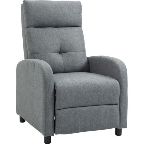 Fauteuil relax inclinable avec revêtement en lin, ressorts ensachés, charge jusqu'à 150 kg, gris (1/5)