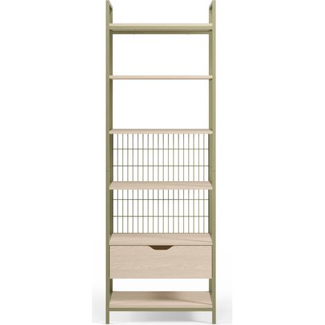 Étagère modulable 1 tiroir en métal et bois L60xH179,5cm - Vert - Aqaba (1/5)