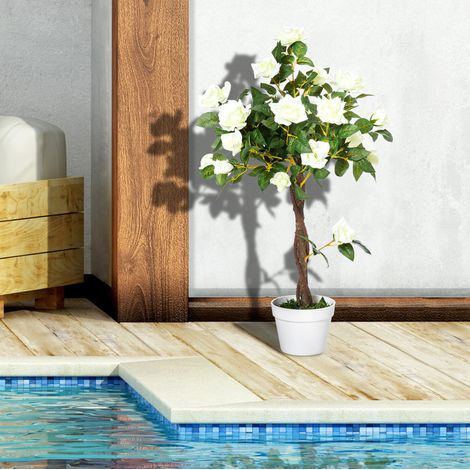Plante artificielle rosier 90 cm en pot blanc HAVRYA (1/4)