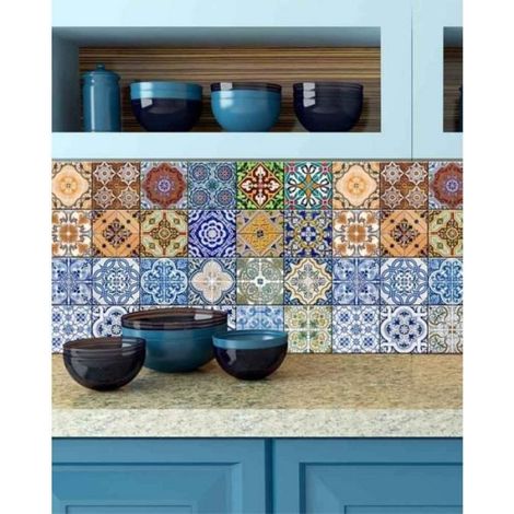 6 Stickers carrelage,PVC,Autocollant mural,18x100 cm,Dosseret cuisine,Escaliers (1/3)