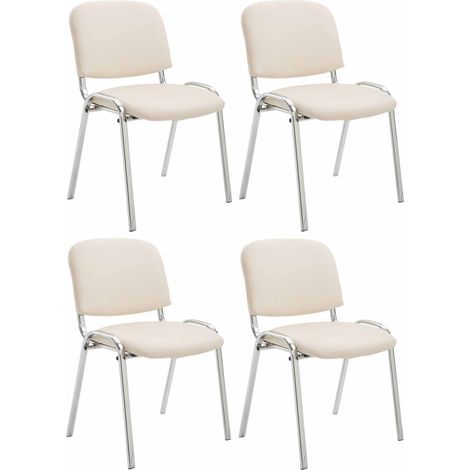 Set de 4 sillas Ken Cromadas en polipiel Crema
