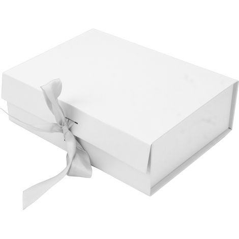 Boîtes cadeaux pliables blanches réutilisables, avec ruban, idéales pour ranger bijoux, bonbons, bougies et parfums. (1/5)