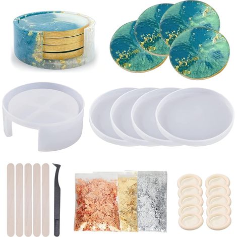 24 Pièces Moule en Silicone Epoxy pour Dessous De Verre et Boîte De Rangement - Résine DIY pour Table à Manger et Décoration D'Intérieur (1/5)