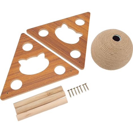 1 Griffoir boule en bois et sisal, design creux interactif, accessoire jeu pour chat et chaton (1/5)