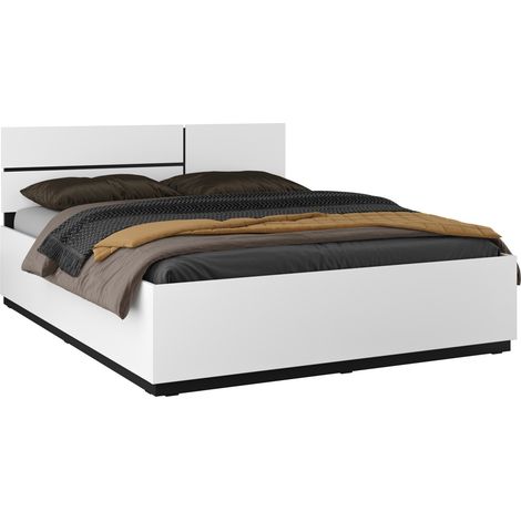 Cama Alfere 123, Blanco, Doble, 160x200, Aglomerado laminado, 164x205x91cm