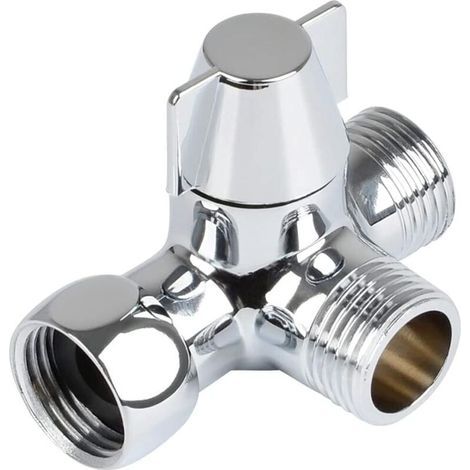 Vanne 3 voies en laiton massif – Inverseur G1/2' avec connecteur pivotant – Contrôle débit d'eau pour douche et bidet (1/5)