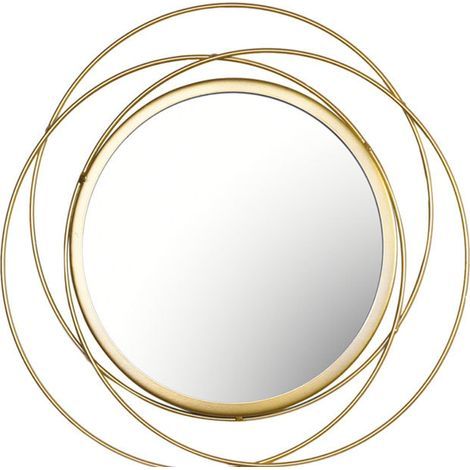 Miroir mural rond doré 80cm – Cadre en métal – Finition or antique – Pour salon, chambre, entrée (1/5)