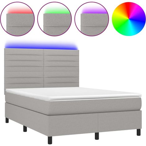 Maison Exclusive - Cama box spring colchón y luces LED tela gris