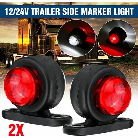 2x 12V 24V feu de gabarit latéral lampe de contour rouge blanc camion remorque caravane camion fourgon (1/5)