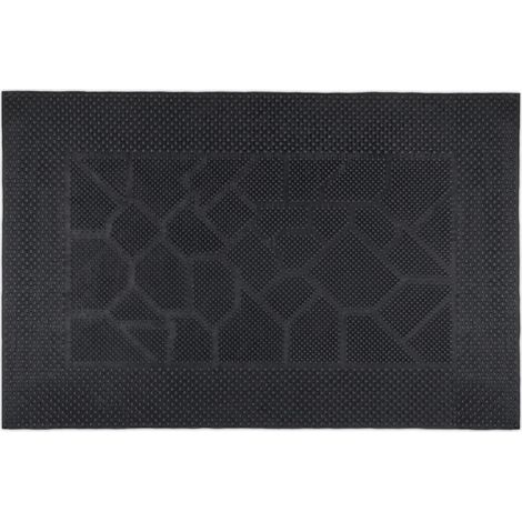 Paillasson Caoutchouc, 40 x 60 cm, antidérapant, résistant, caillebotis extérieur, Tapis entrée, Picots, Noir (1/5)